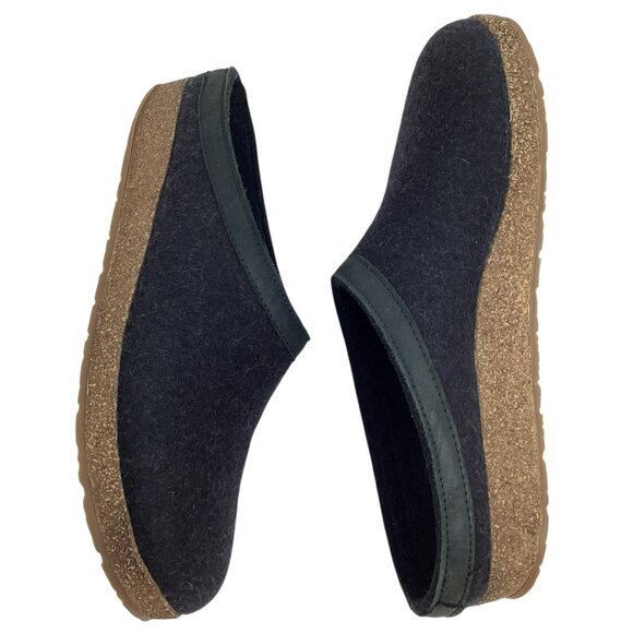Haflinger Grizzly Torben Pure Wool Mens 44 Slip On Clogs Cork Rubber - Picture 4 of 10